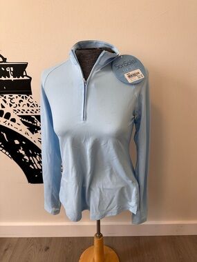 Sun-Protective Light Blue Long Sleeve Quarter-Zip Top by SanSoleil